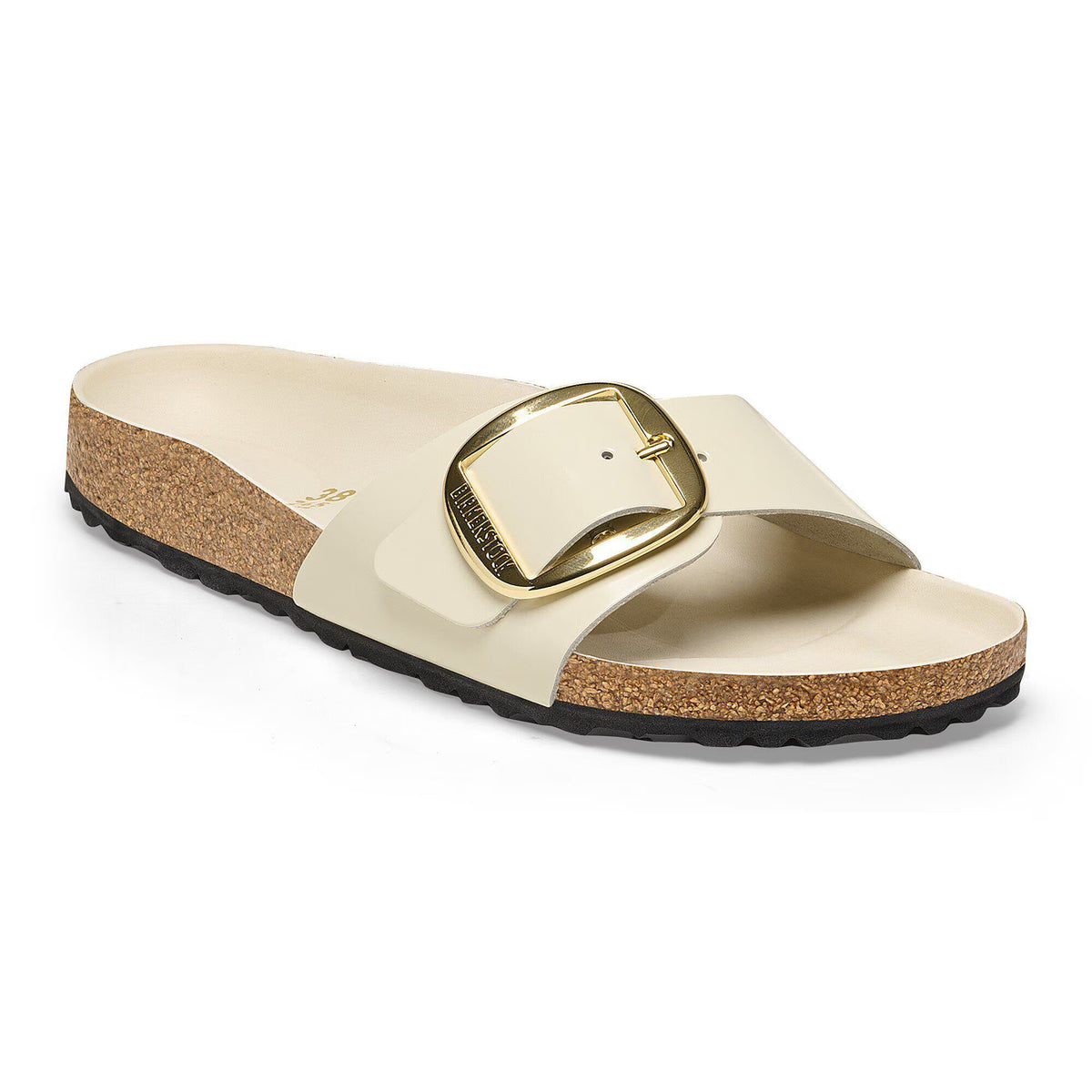 Birkenstock Raffinée Madrid Big Buckle Cuir naturel verni - High-Shine Ecru