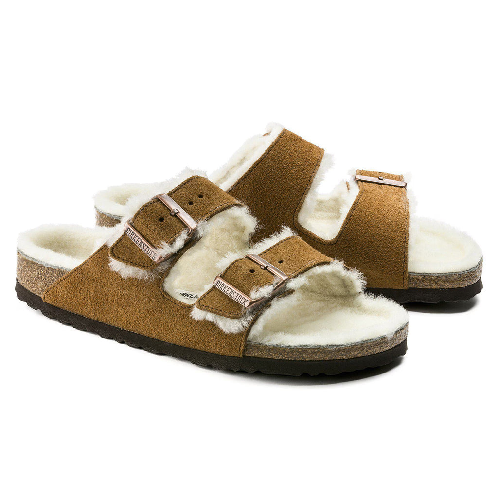 Birkenstock Élégante Arizona en fourrure d'agneau Suède - Mink