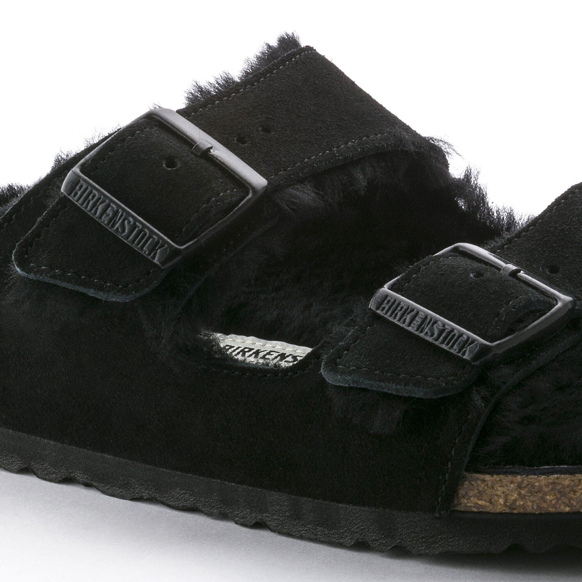 Birkenstock Élégante Arizona en fourrure d'agneau Suède - Black