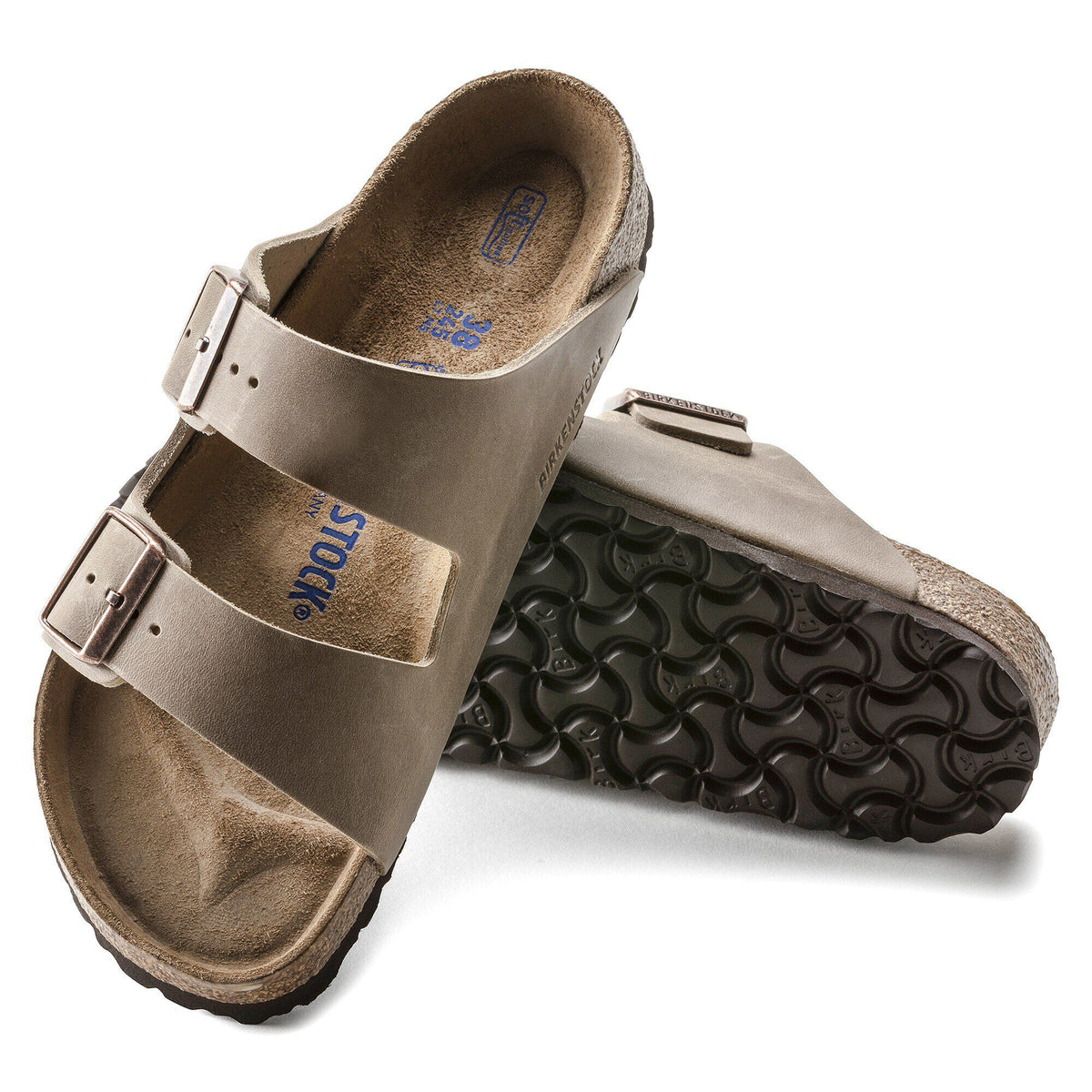 Birkenstock Raffinée Arizona Lit de pied souple Cuir huilé - Tobacco Brown