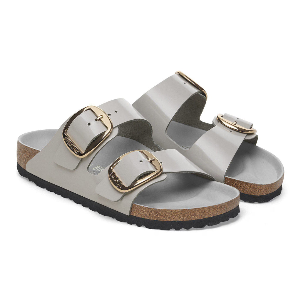 Birkenstock Raffinée Arizona Big Buckle Cuir naturel verni - High-Shine Stone Coin