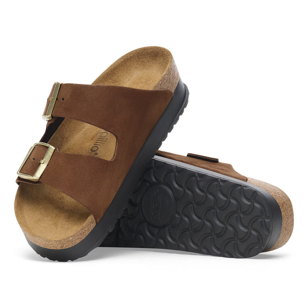 Birkenstock Raffinée Arizona Flex Platform Cuir nubuck - Thé noir