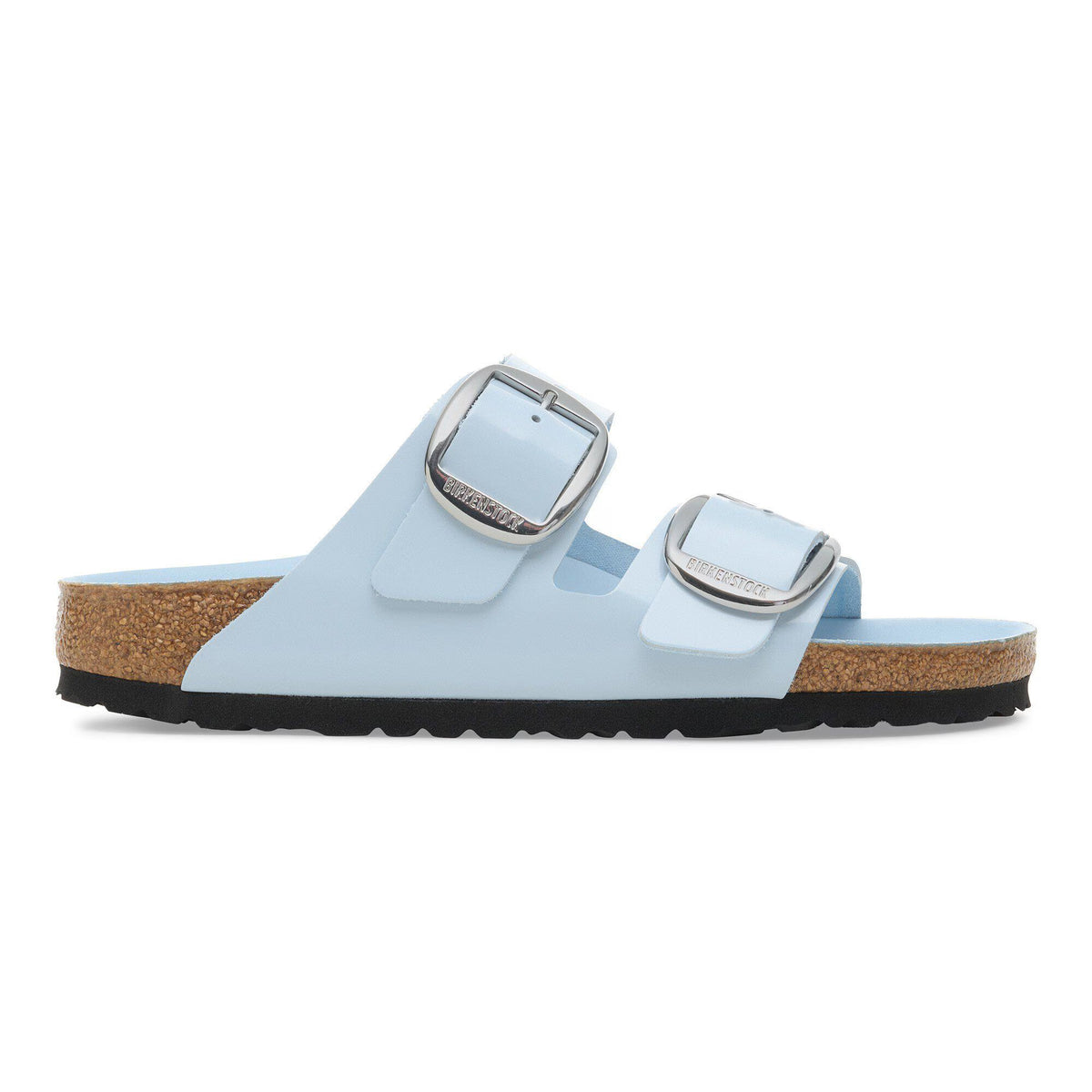 Birkenstock Raffinée Arizona Big Buckle Cuir naturel verni - Baby Blue High Shine
