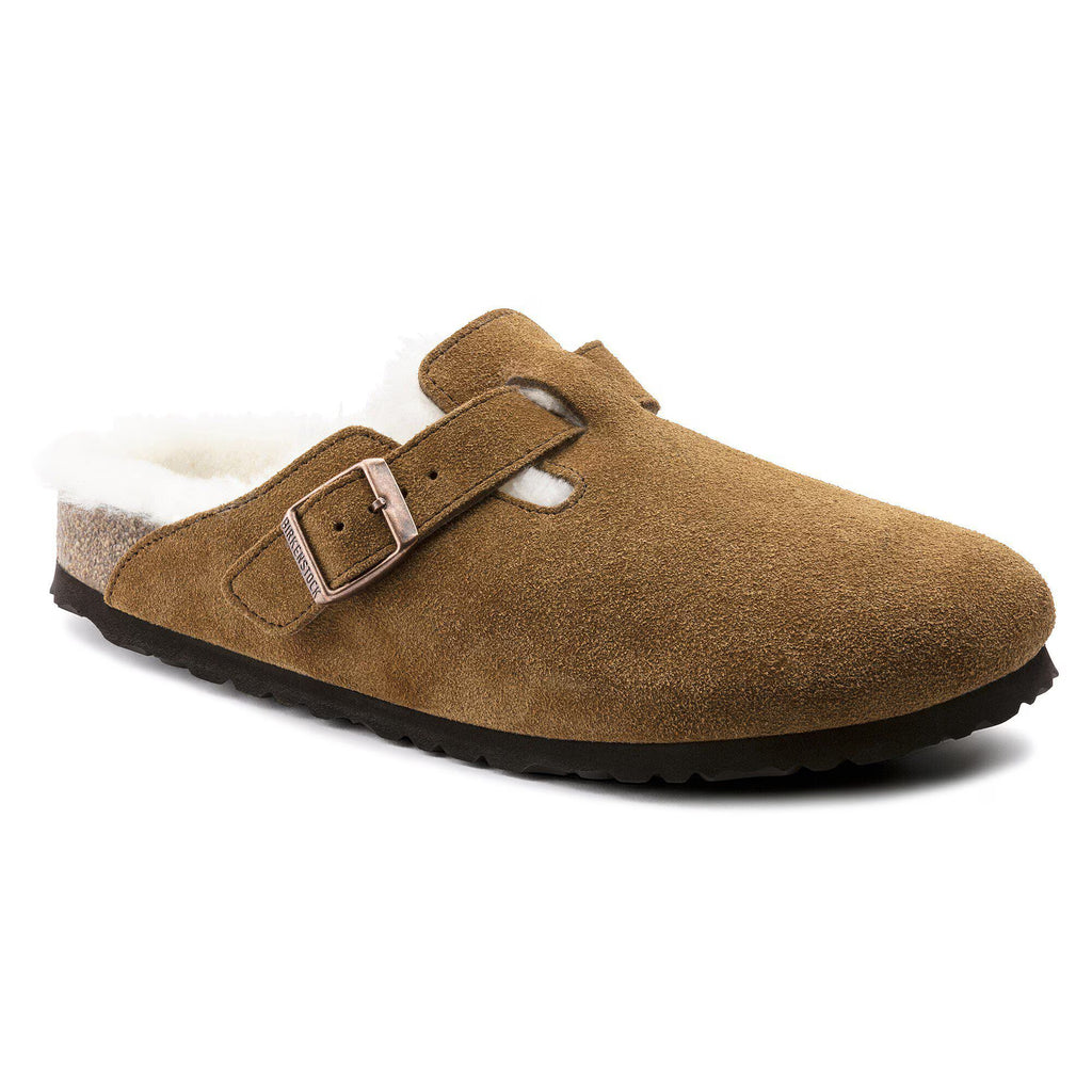 Birkenstock Élégante Boston en fourrure d'agneau Suède - Mink
