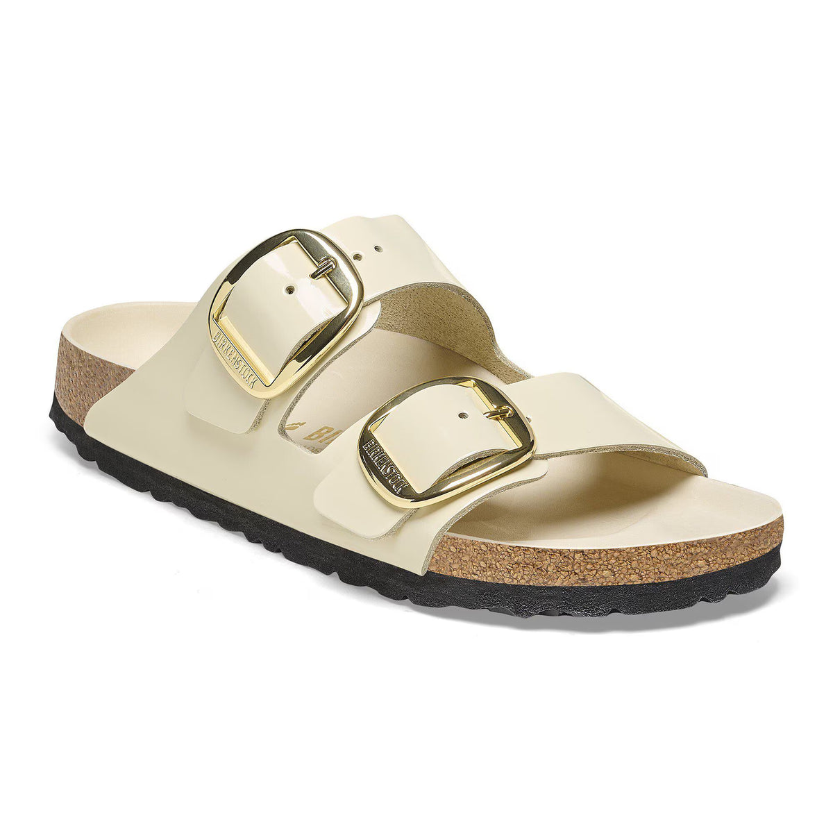 Birkenstock Raffinée Arizona Big Buckle Cuir naturel verni - High-Shine Ecru