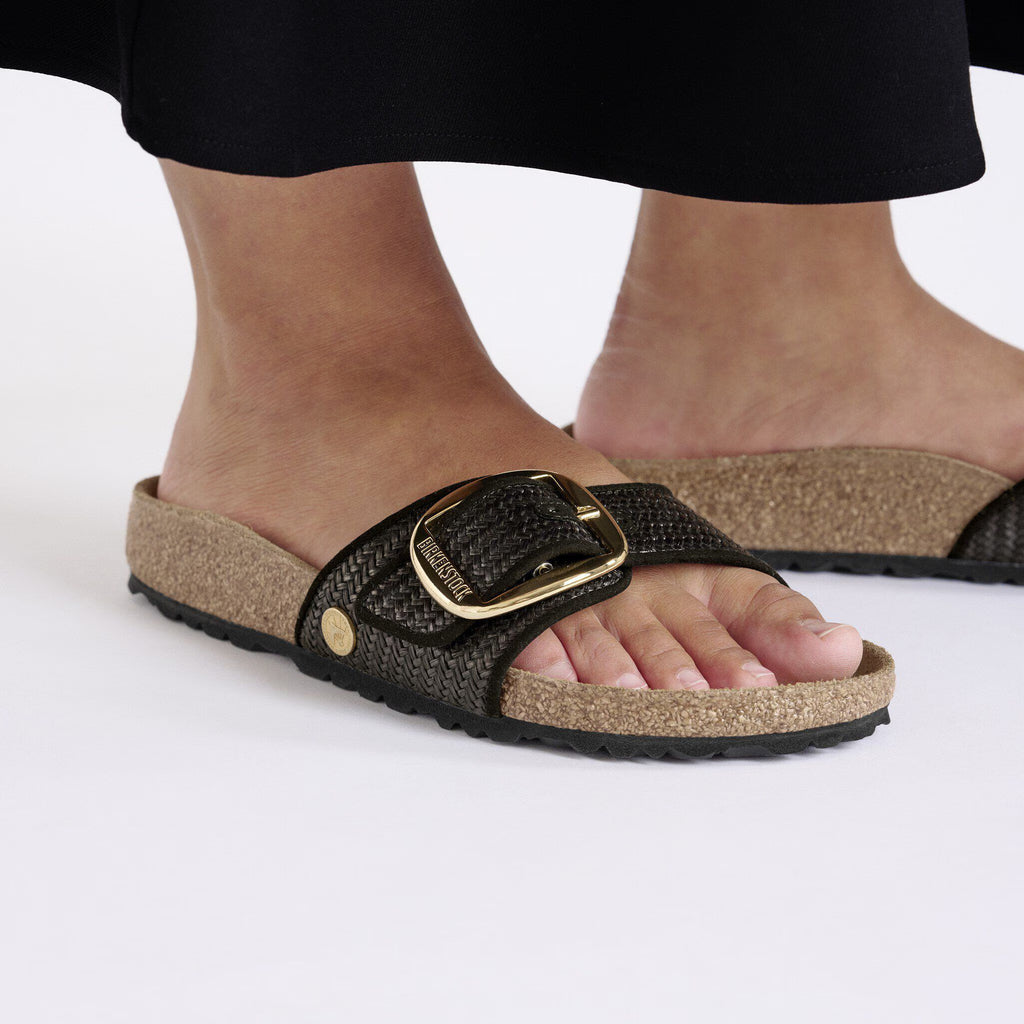Birkenstock Iconique Madrid Big Buckle Raffia Textile - Raffia Black