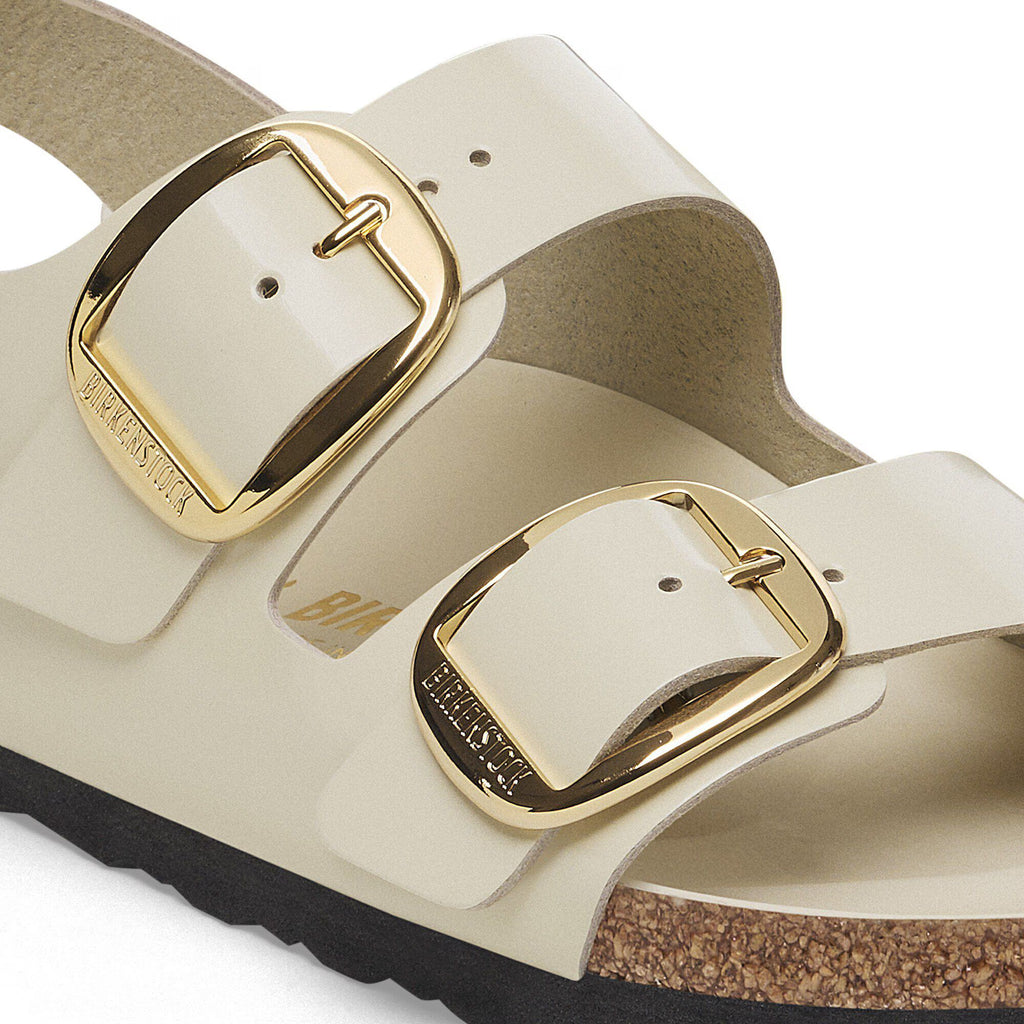 Birkenstock Raffinée Milano Big Buckle Cuir naturel verni - High-Shine Ecru