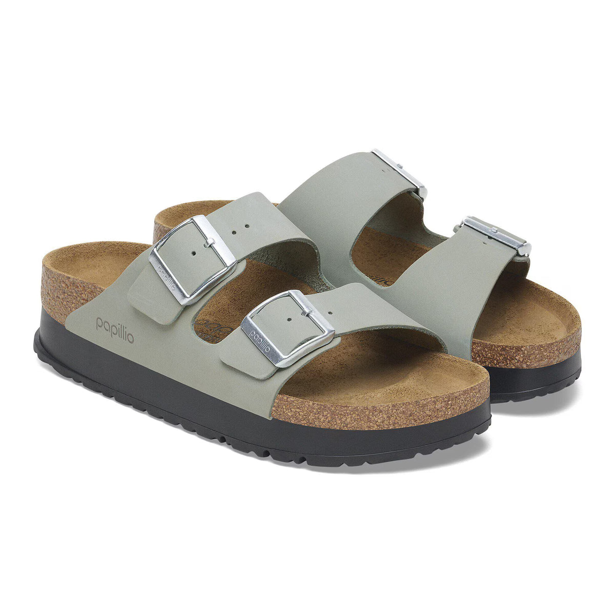 Birkenstock Raffinée Arizona Flex Platform Cuir nubuck - Pure Sage