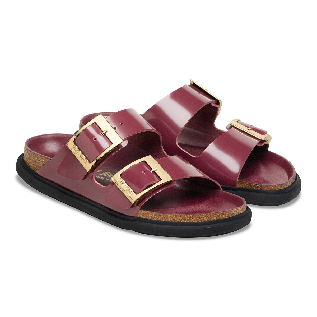 Birkenstock Raffinée Arizona Droplet Buckle Cuir naturel verni - Zinfandel High Shine