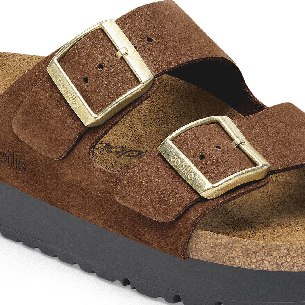Birkenstock Raffinée Arizona Flex Platform Cuir nubuck - Thé noir