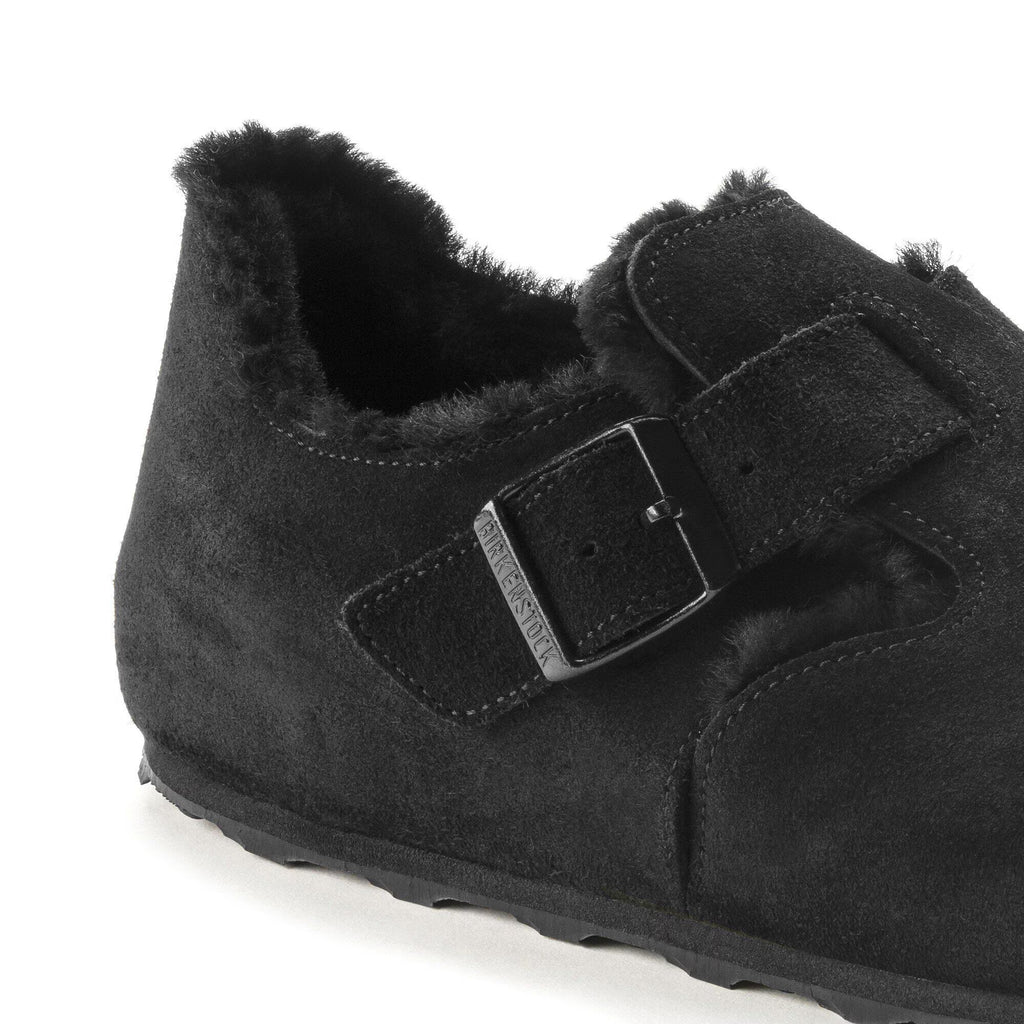 Birkenstock Élégante London en fourrure d'agneau Suède - Black