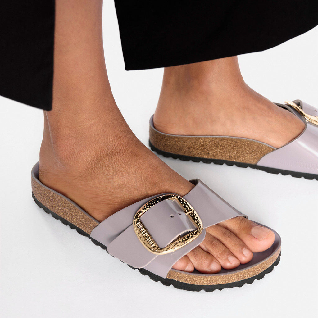 Birkenstock Raffinée Madrid Big Buckle Cuir naturel verni - High-Shine Faded Purple