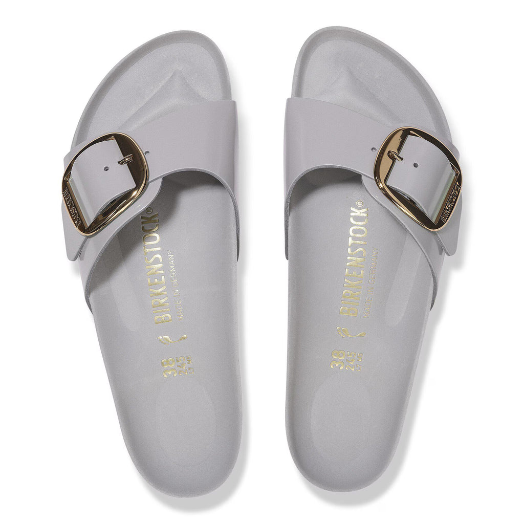 Birkenstock Raffinée Madrid Big Buckle Cuir naturel verni - High-Shine Stone Coin