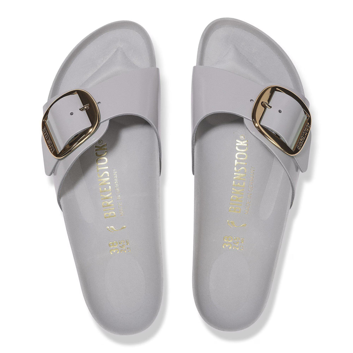 Birkenstock Raffinée Madrid Big Buckle Cuir naturel verni - High-Shine Stone Coin