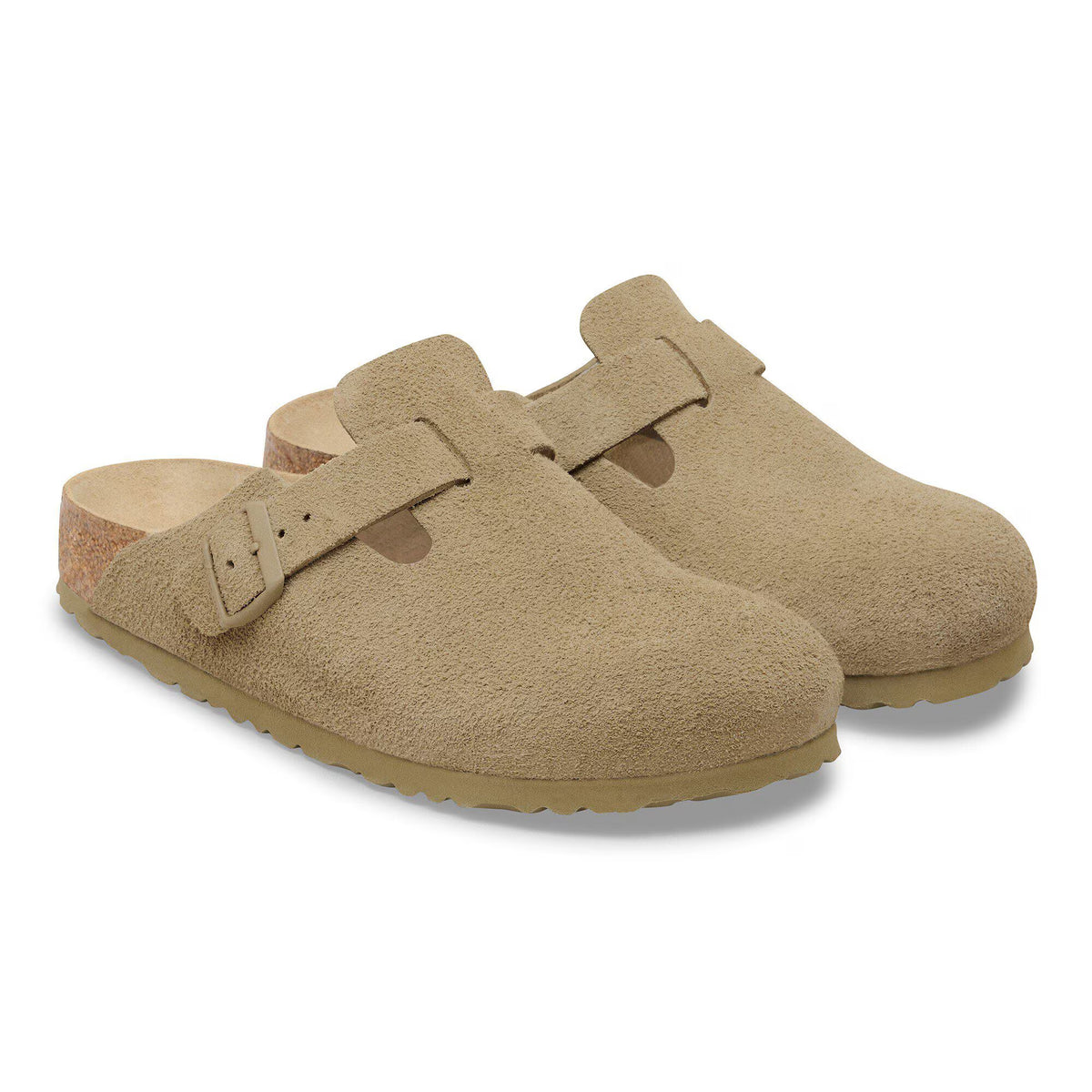 Birkenstock Élégante Boston Lit de pied souple Suède - Faded Khaki