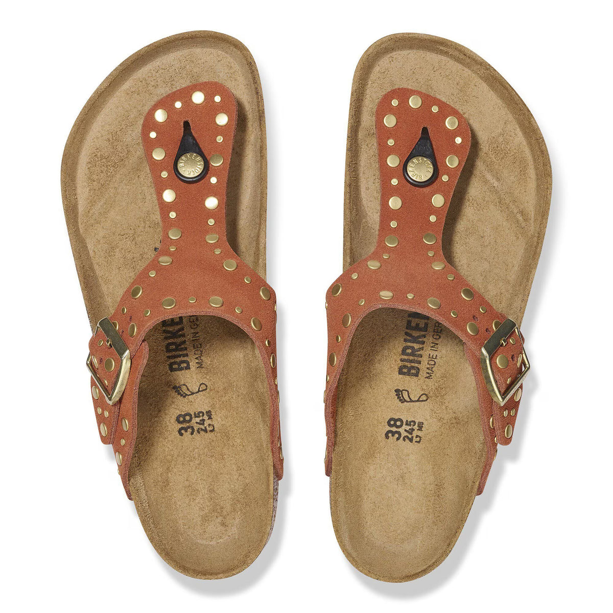 Birkenstock Élégante Gizeh Rivet Suède - Dark Rust