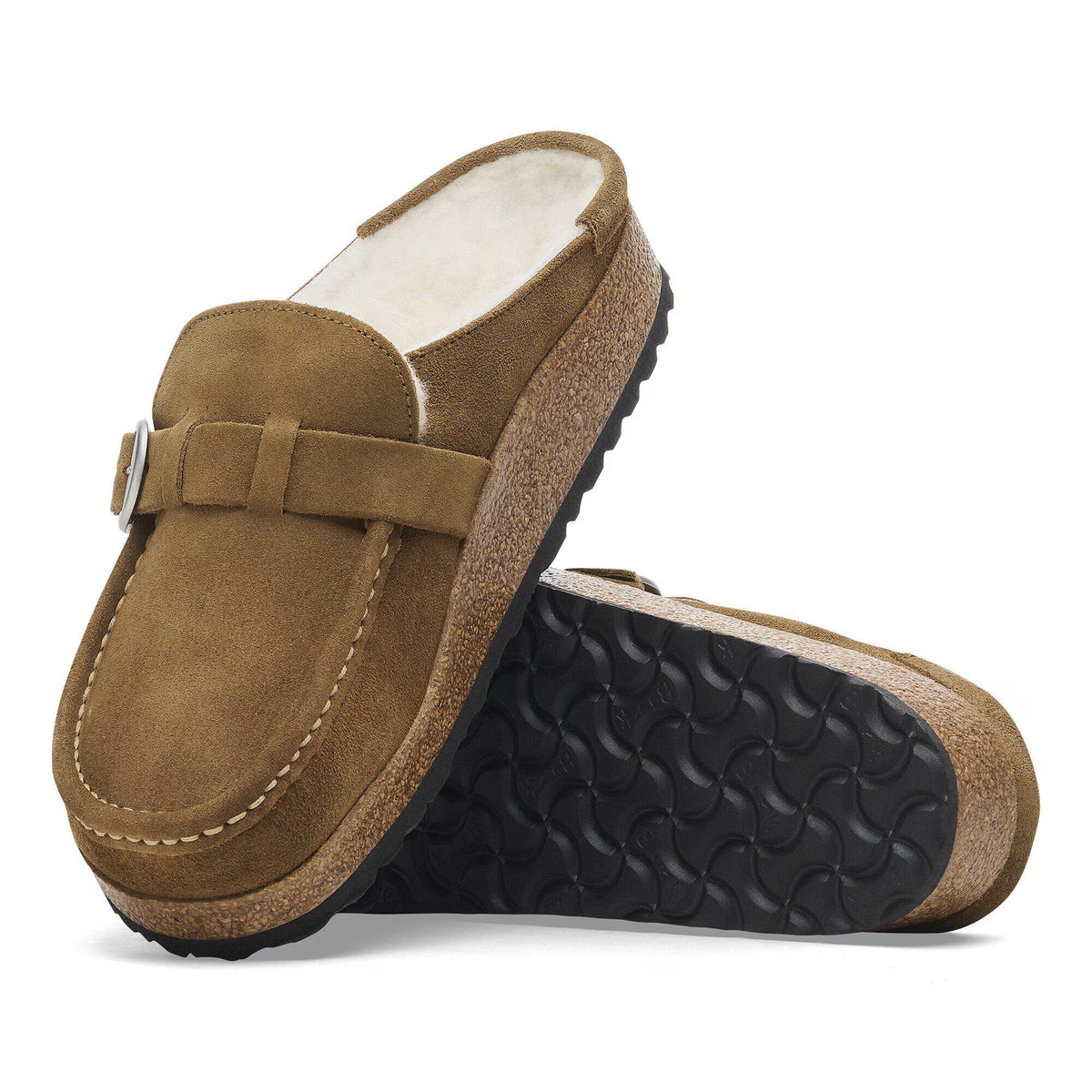 Birkenstock Élégante Buckley en fourrure d'agneau Suède - Thé noir