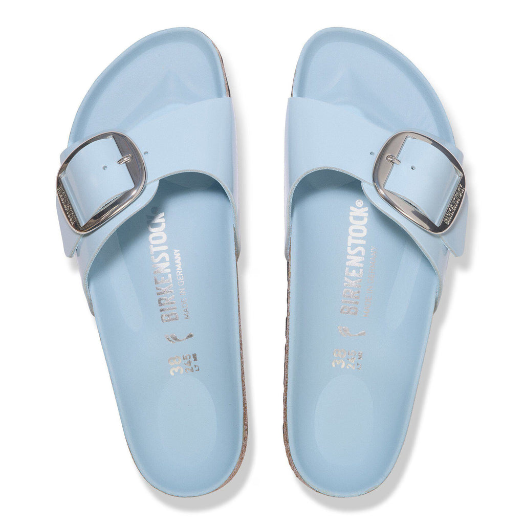 Birkenstock Raffinée Madrid Big Buckle Cuir naturel verni - Baby Blue High Shine