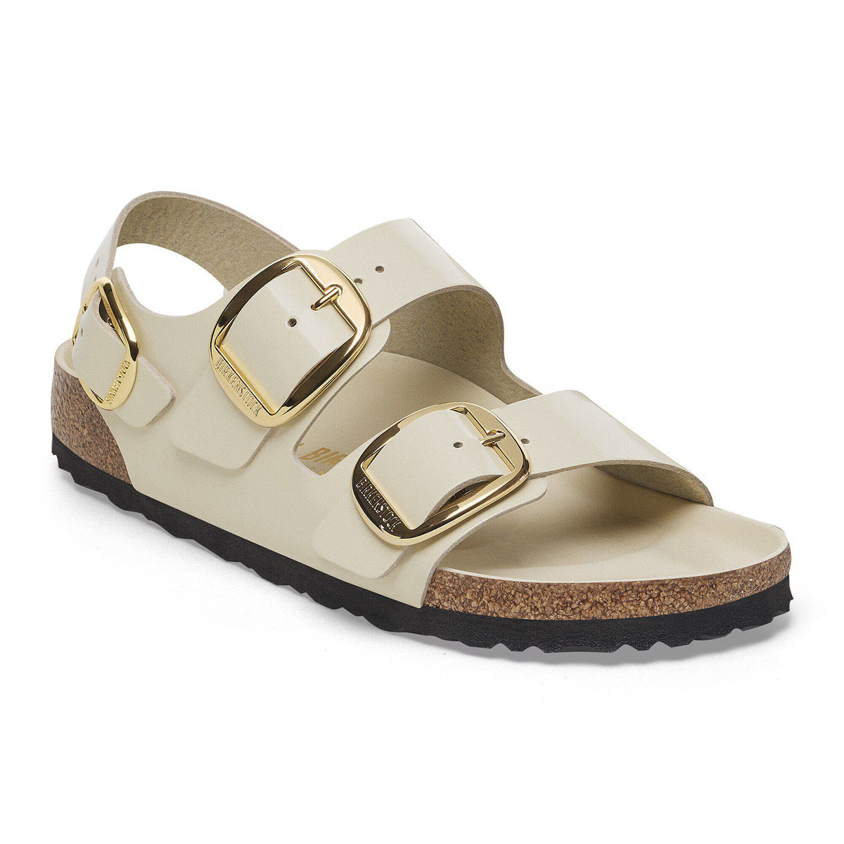 Birkenstock Raffinée Milano Big Buckle Cuir naturel verni - High-Shine Ecru