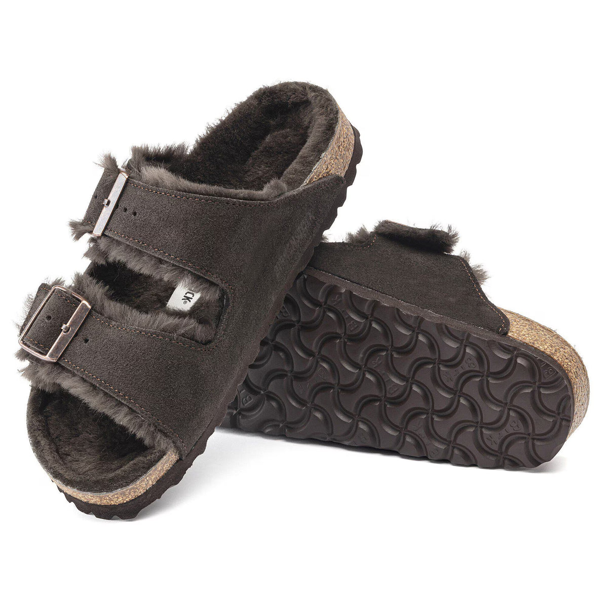 Birkenstock Élégante Arizona en fourrure d'agneau Suède - Mocha