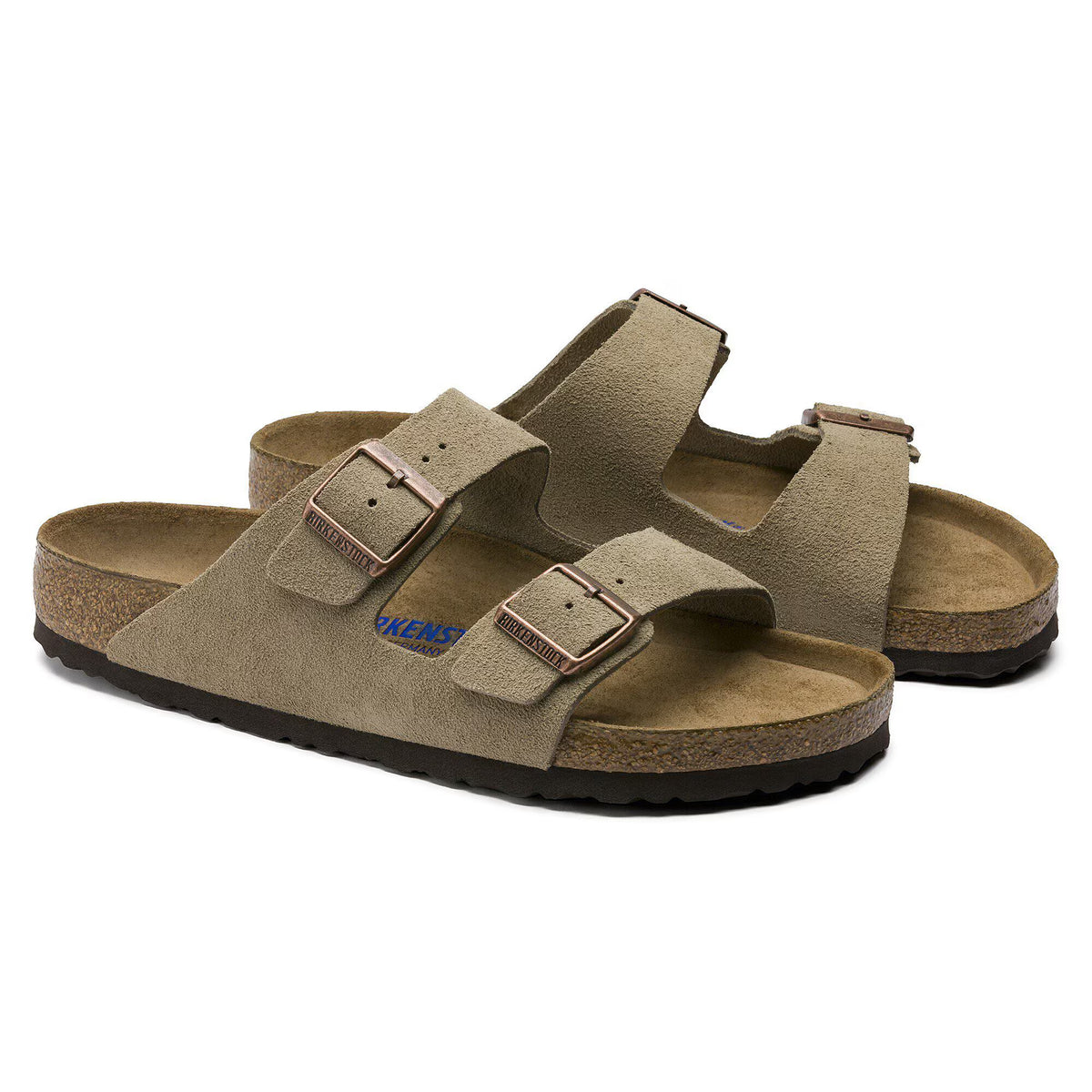 Birkenstock Élégante Arizona Lit de pied souple Suède - Taupe