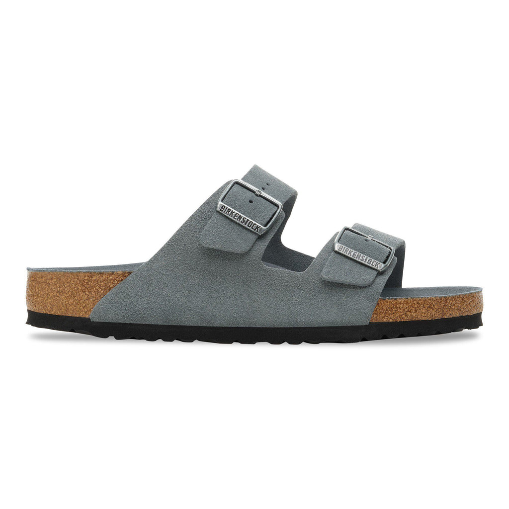 Birkenstock Élégante Arizona Lit de pied souple Suède - Basalt Gray Tonal