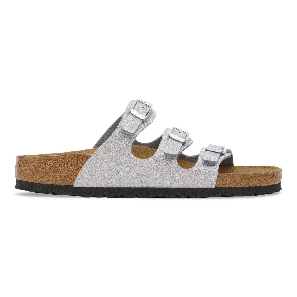 Birkenstock Iconique Florida Birko-Flor - Shiny Glitter Silver
