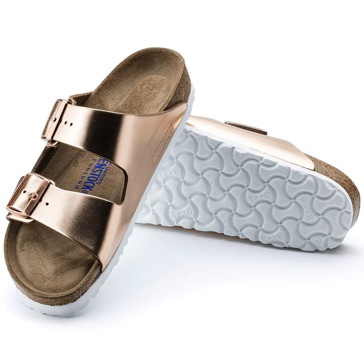 Birkenstock Raffinée Arizona Lit de pied souple Cuir naturel - Metallic Copper