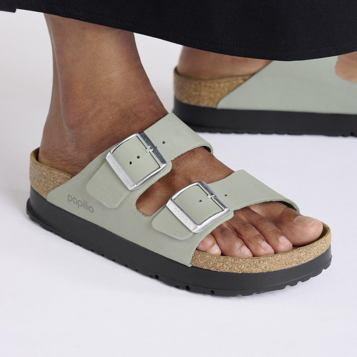 Birkenstock Raffinée Arizona Flex Platform Cuir nubuck - Pure Sage