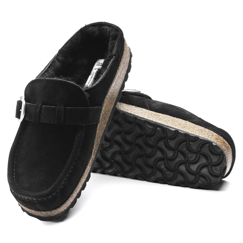Birkenstock Élégante Buckley en fourrure d'agneau Suède - Black