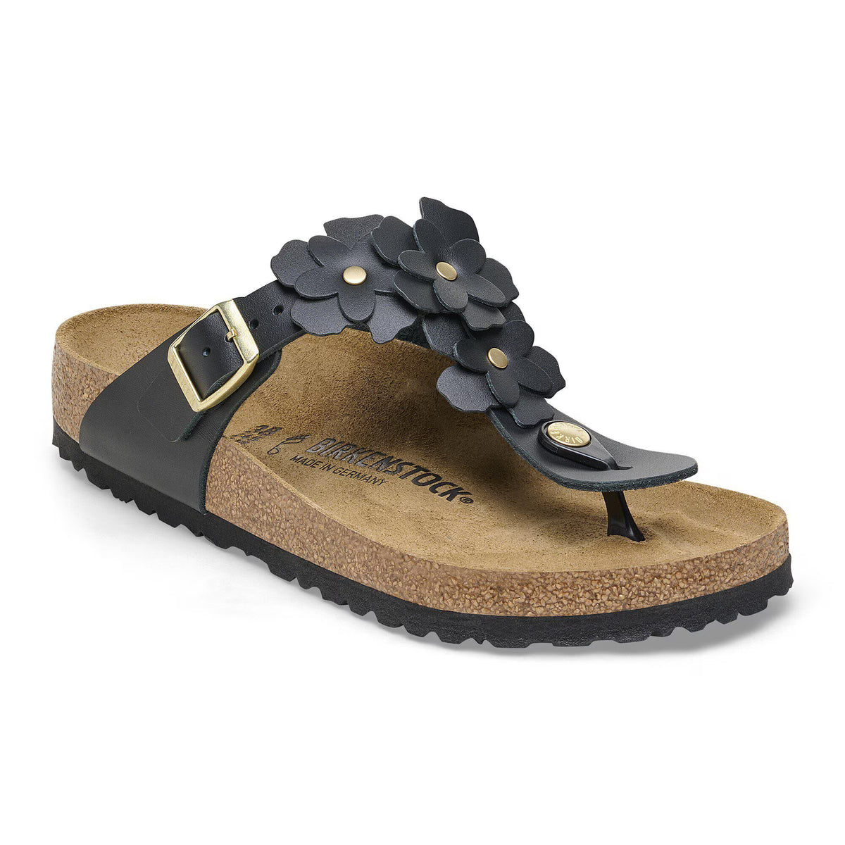 Birkenstock Raffinée Gizeh Flower Embellishment Cuir naturel - Black