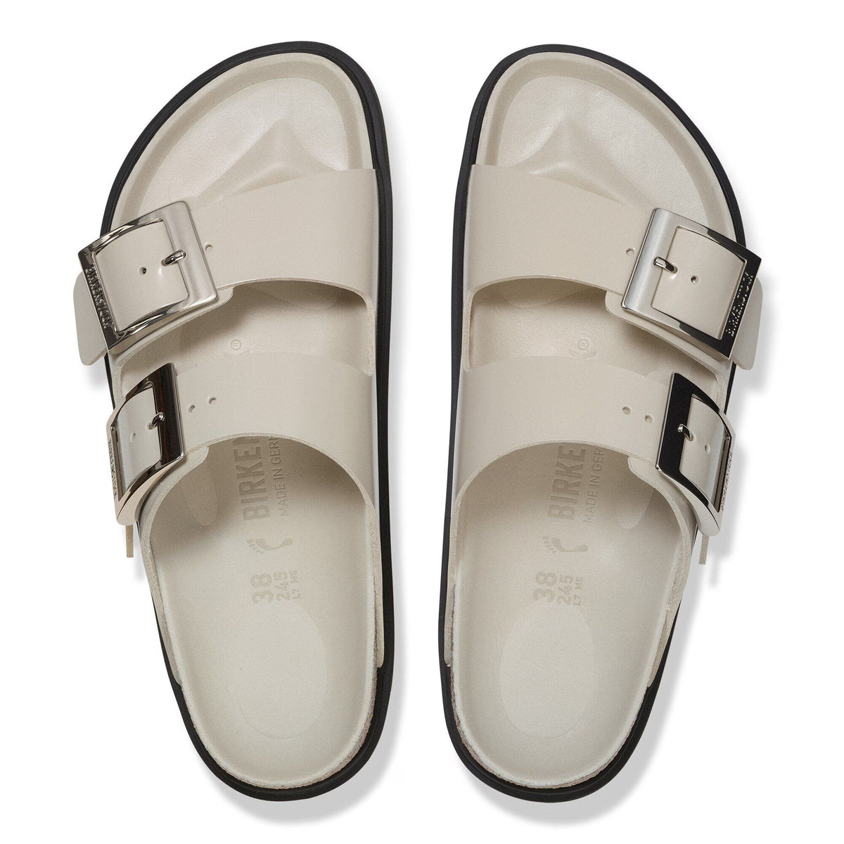 Birkenstock Raffinée Arizona Droplet Buckle Cuir naturel verni - High-Shine Oyster
