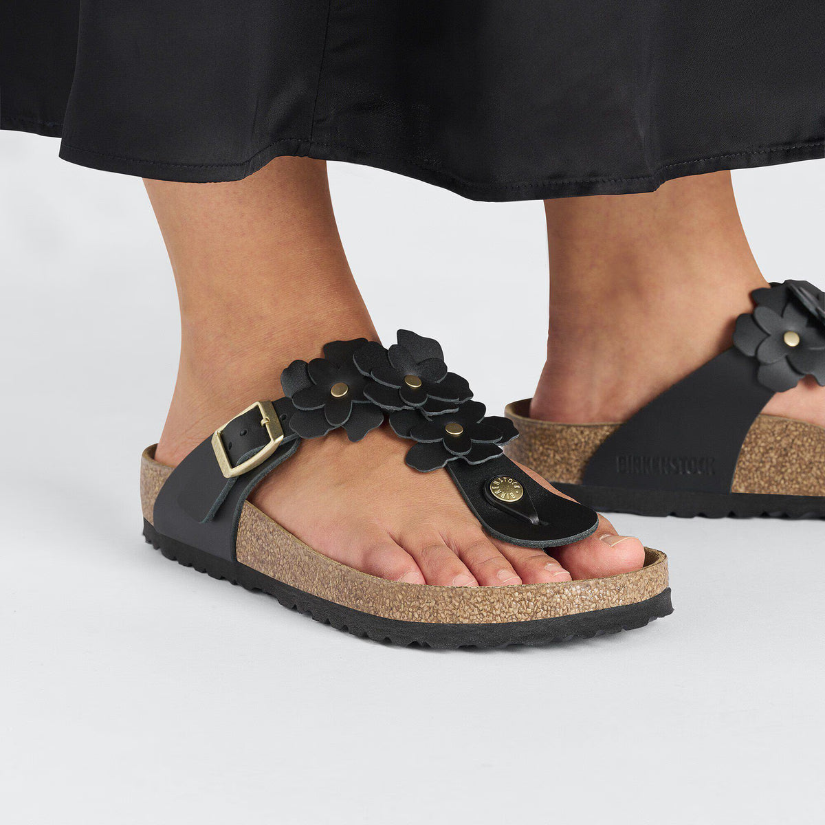 Birkenstock Raffinée Gizeh Flower Embellishment Cuir naturel - Black