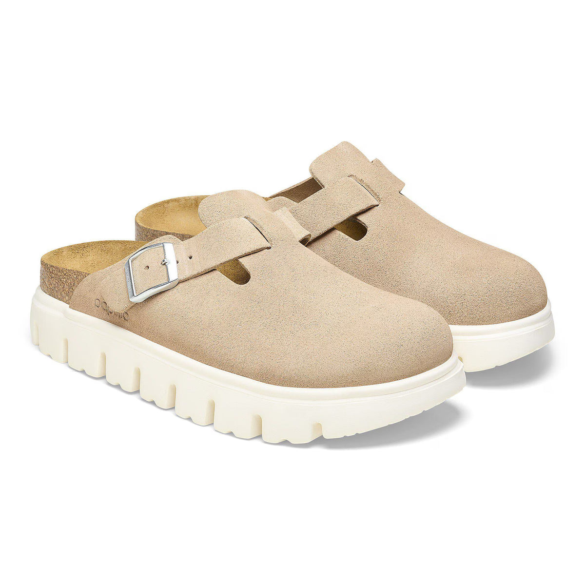Birkenstock Élégante Boston Chunky Suède - Sable chaud