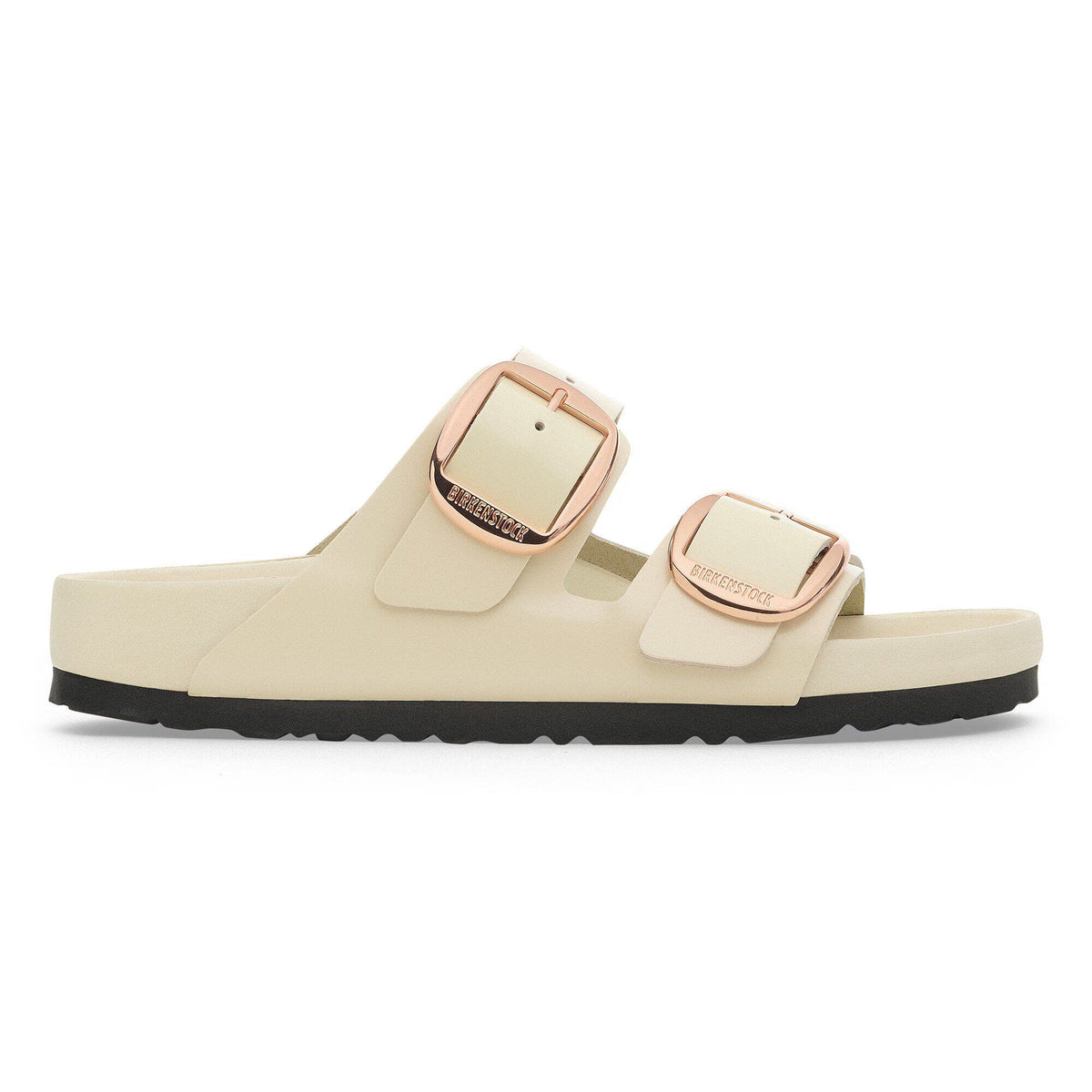 Birkenstock Raffinée Arizona Big Buckle Cuir naturel verni - High-Shine Ecru
