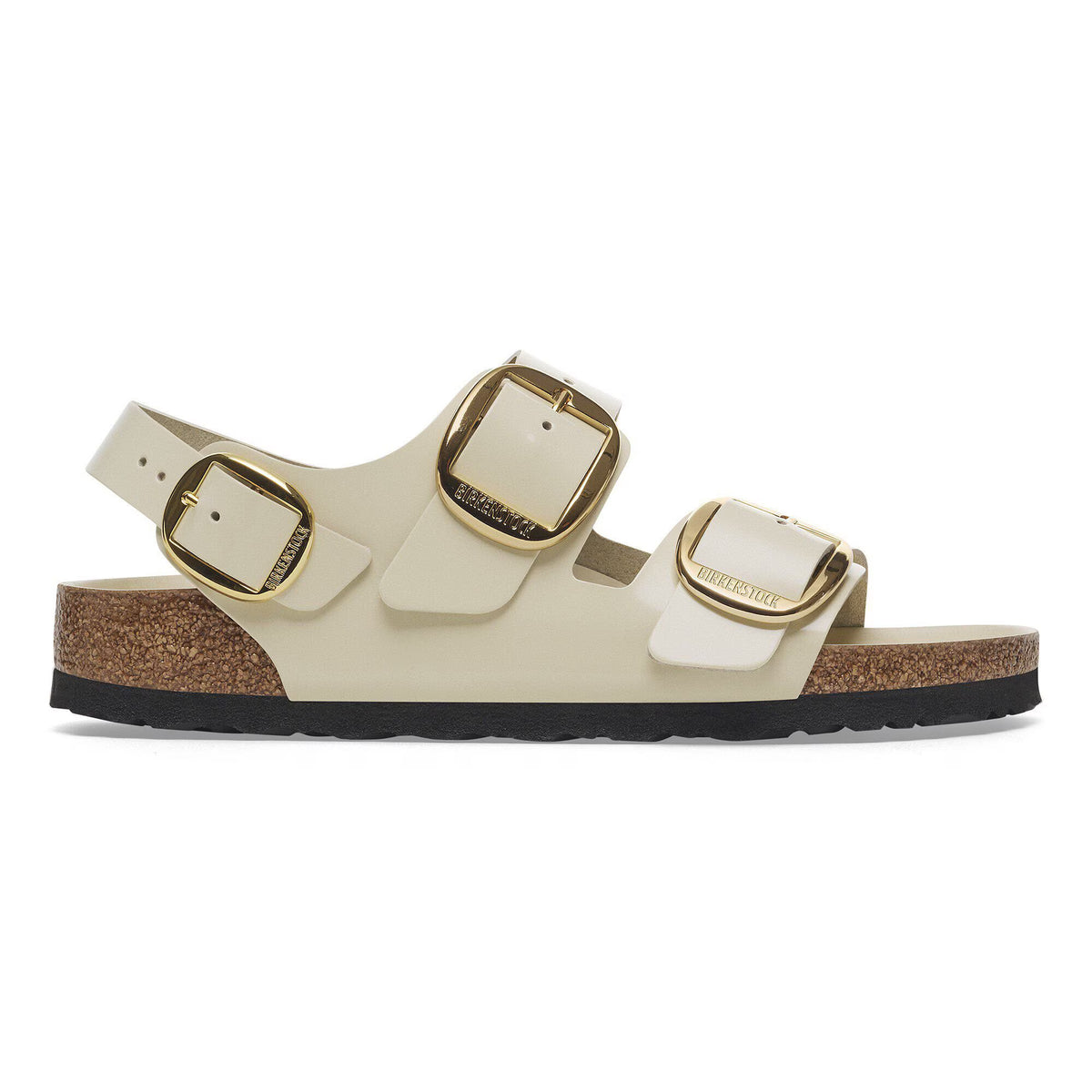 Birkenstock Raffinée Milano Big Buckle Cuir naturel verni - High-Shine Ecru