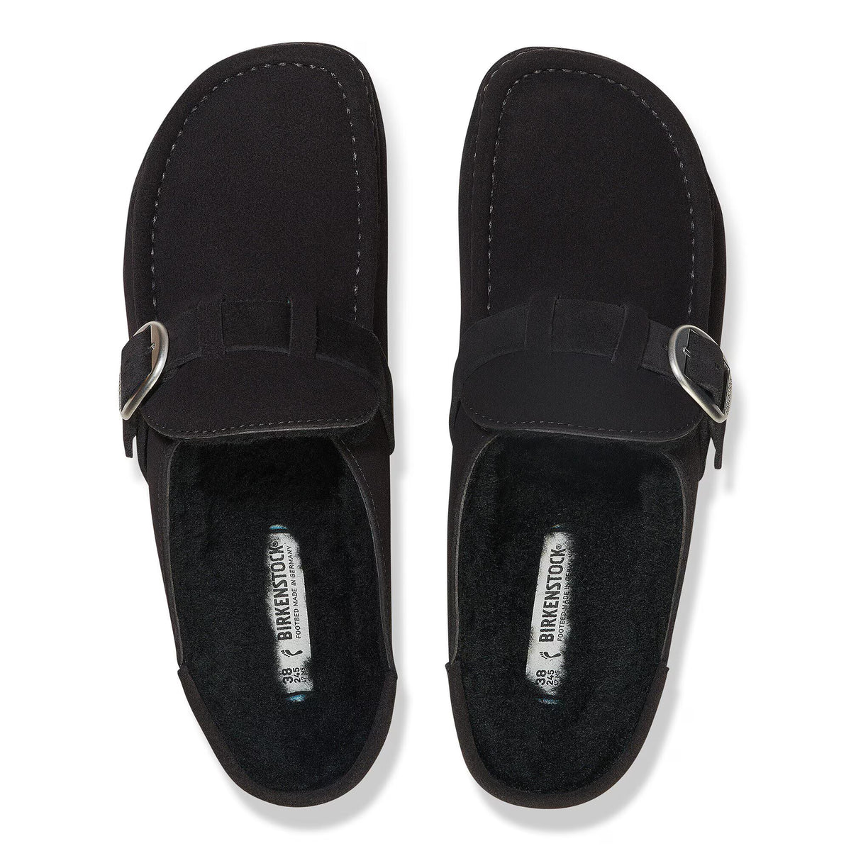 Birkenstock Élégante Buckley en fourrure d'agneau Suède - Black