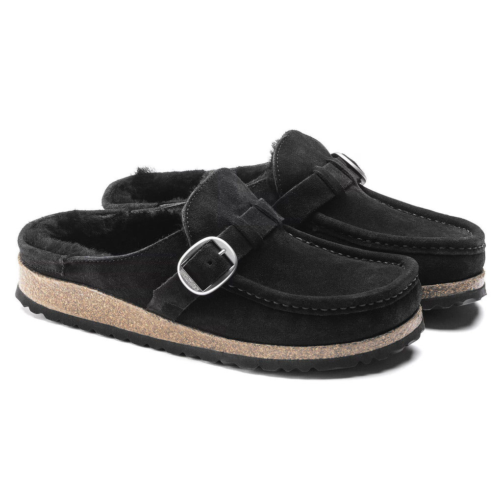 Birkenstock Élégante Buckley en fourrure d'agneau Suède - Black