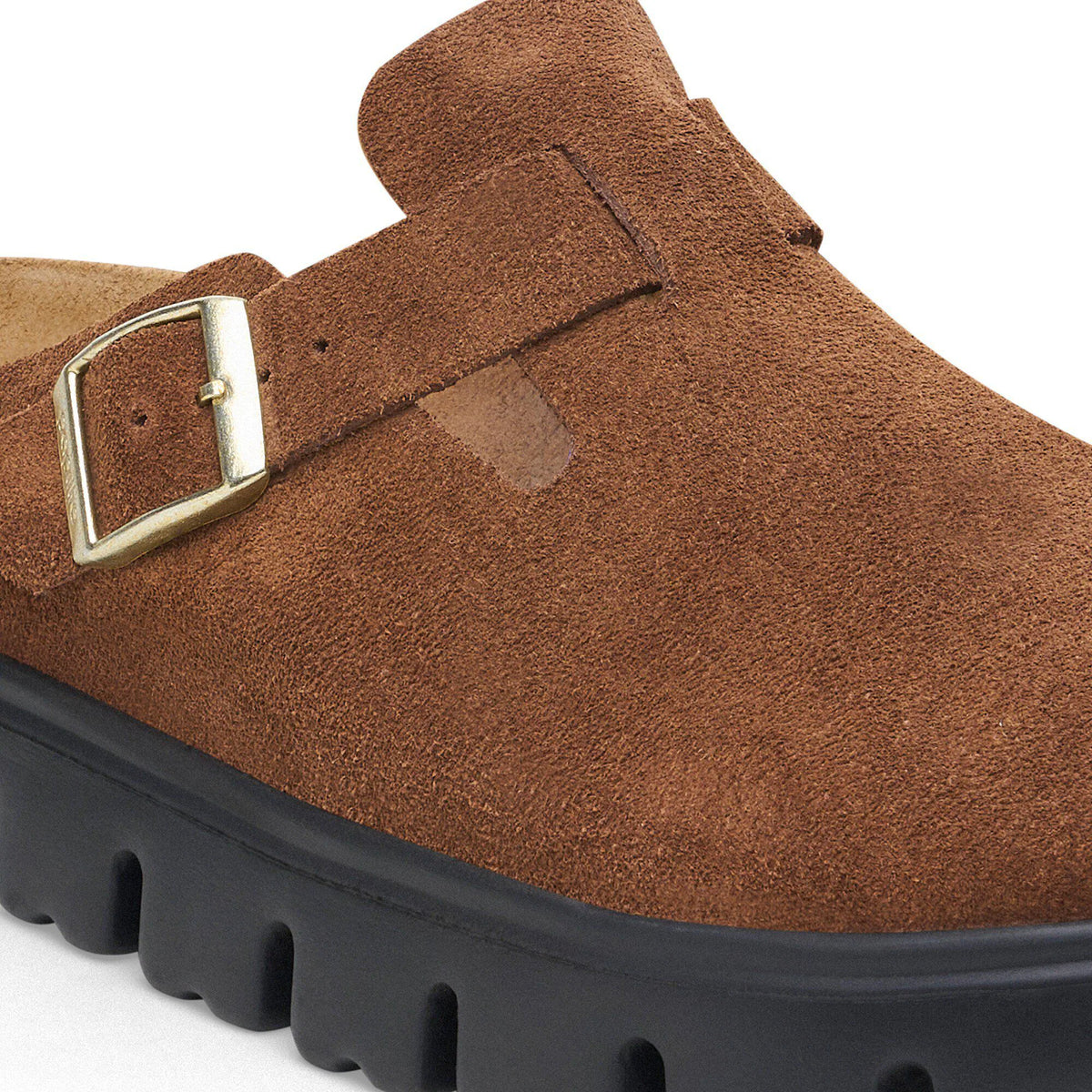 Birkenstock Élégante Boston Chunky Suède - Dark Tea/ Black