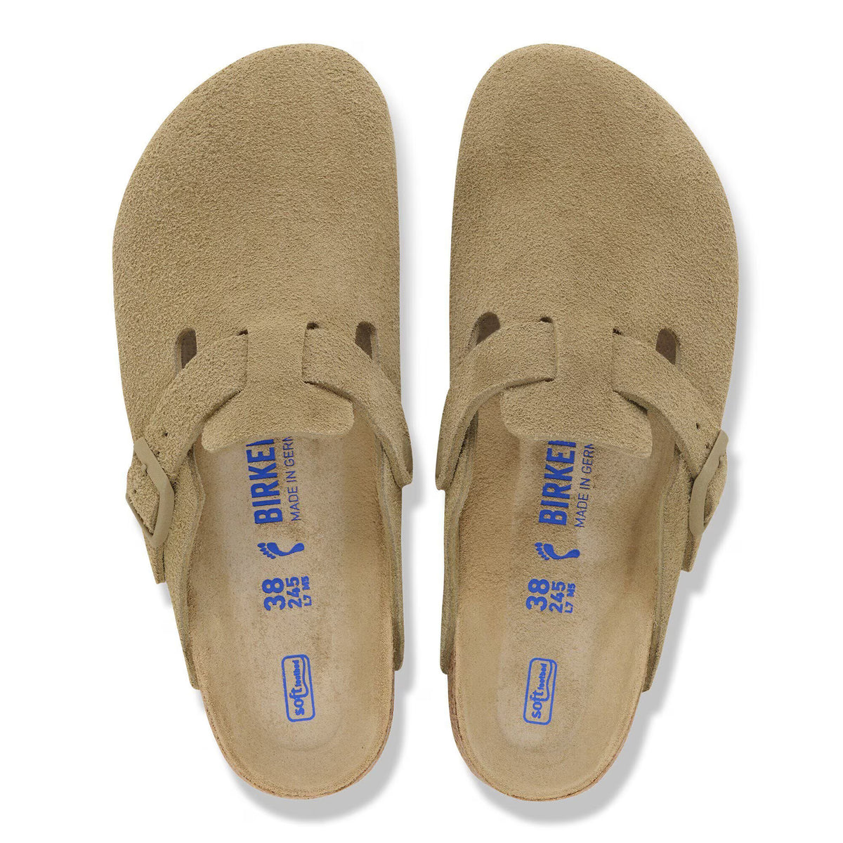 Birkenstock Élégante Boston Lit de pied souple Suède - Faded Khaki