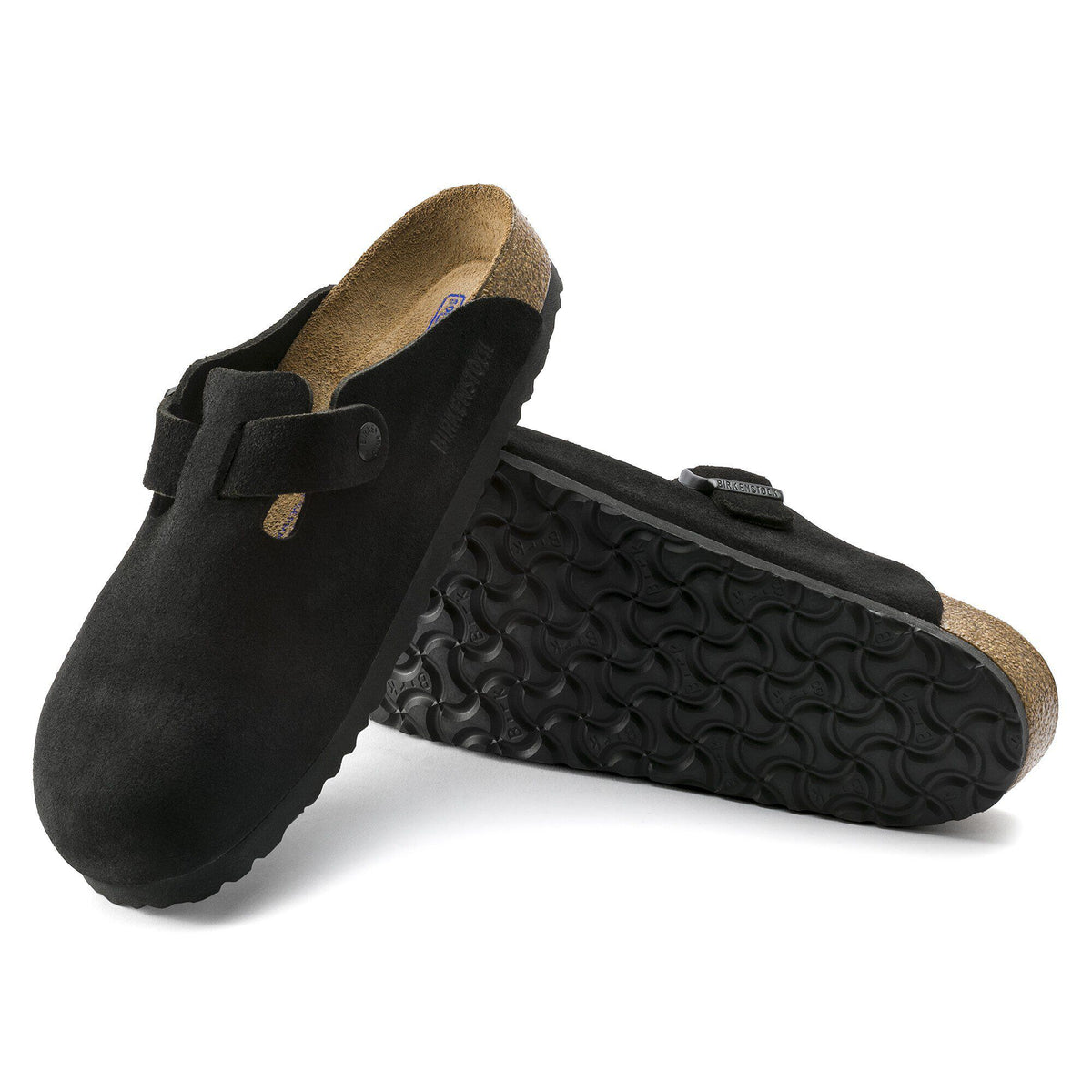 Birkenstock Élégante Boston Lit de pied souple Suède - Black